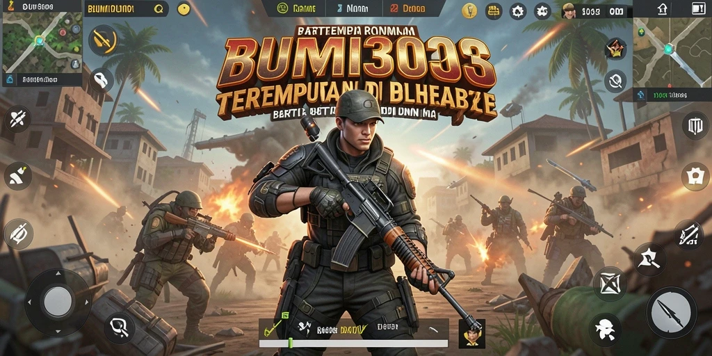 Screenshot BUMI303 menampilkan aksi pertempuran Battle Royale yang seru.
