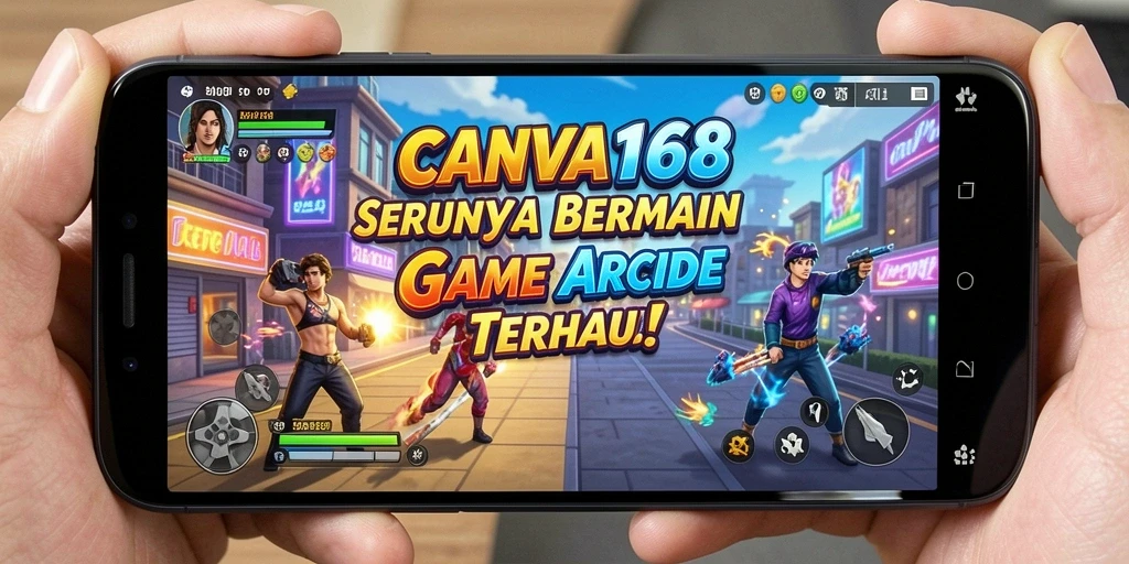 Tangkapan layar utama CANVA168 yang menunjukkan keseruan gameplay Arcade.