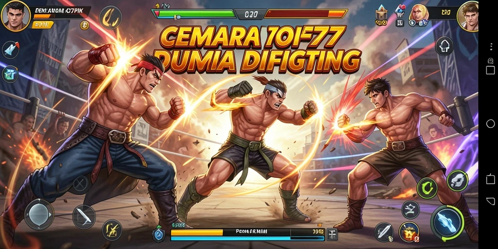 Screenshot gameplay CEMARA777 menampilkan pertarungan seru dan karakter yang dinamis.
