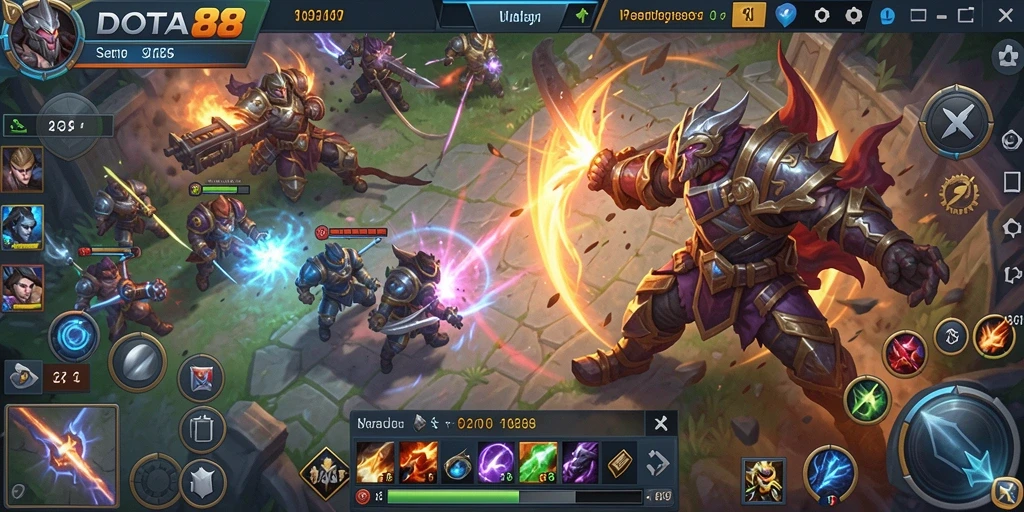 Screenshot gameplay DOTA88 menampilkan adegan pertempuran yang mendebarkan.