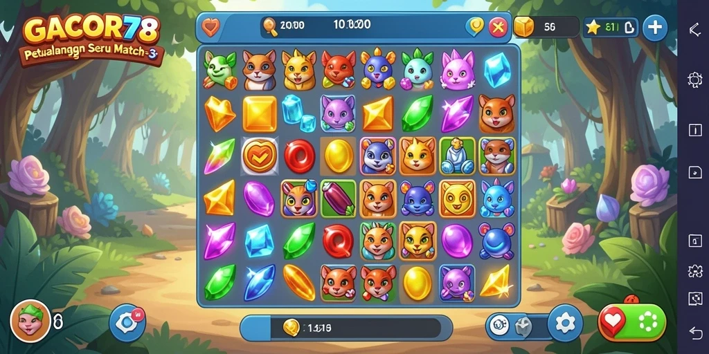 Screenshot GACOR78 menampilkan aksi seru dalam gameplay Match-3.