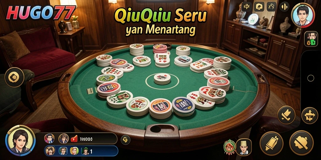 Tampilan gameplay seru QiuQiu di HUGO77.