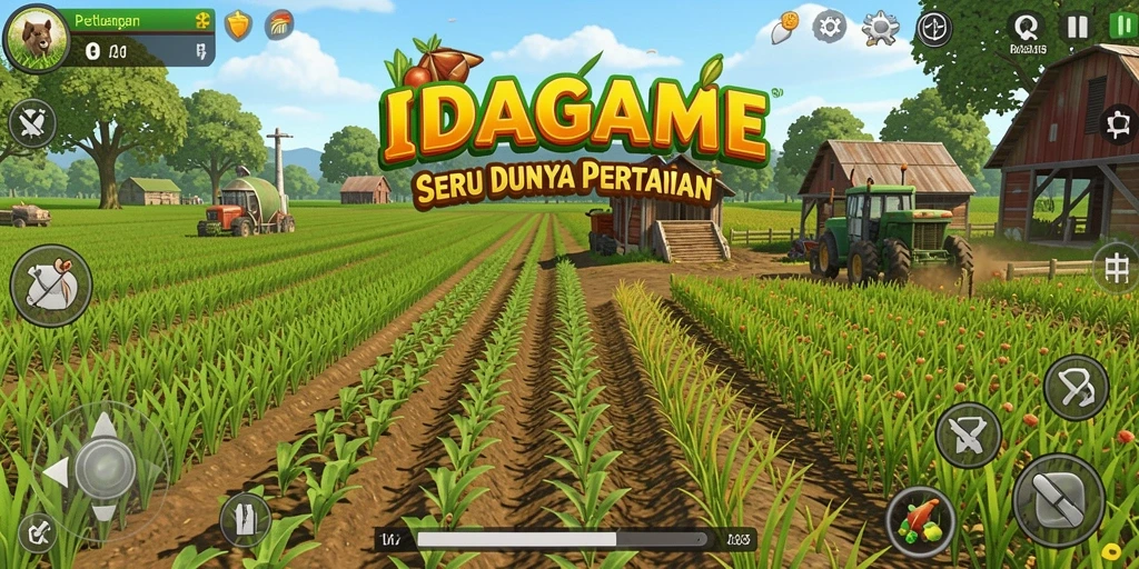 Screenshot gameplay IDAGAME menunjukkan aktivitas bertani yang mendebarkan.