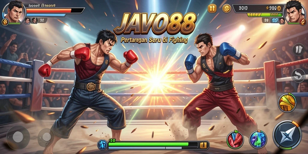 Screenshot gameplay JAVO88 menampilkan pertarungan epik antara karakter-karakter.