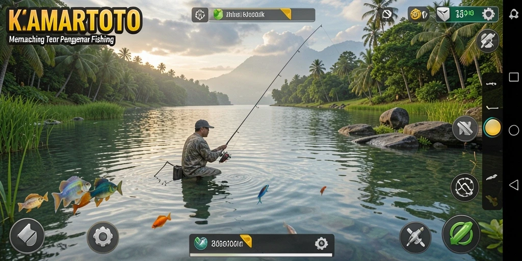 Screenshot gameplay KAMARTOTO dengan pengalaman memancing yang seru.